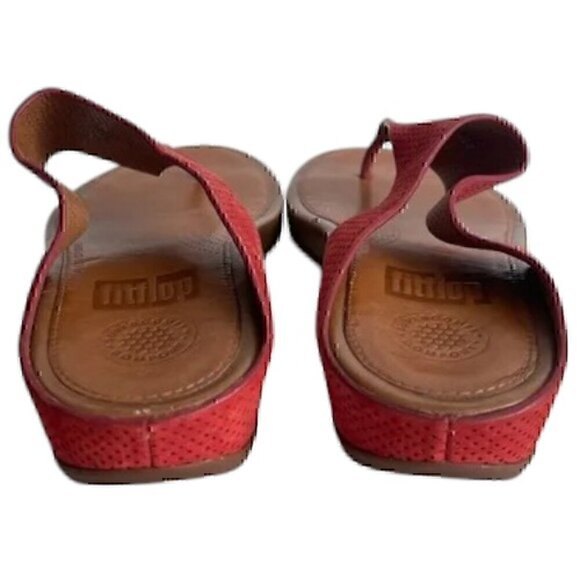 Fitflop Supercomff Women's Coral Red Leather Sandals size 7 - Picture 5 of 11